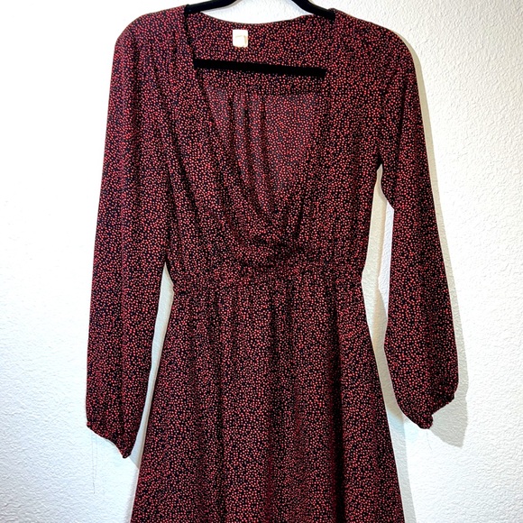 Gap Surplice Black Long Sleeve Mini Heart Dress XS - Picture 5 of 5